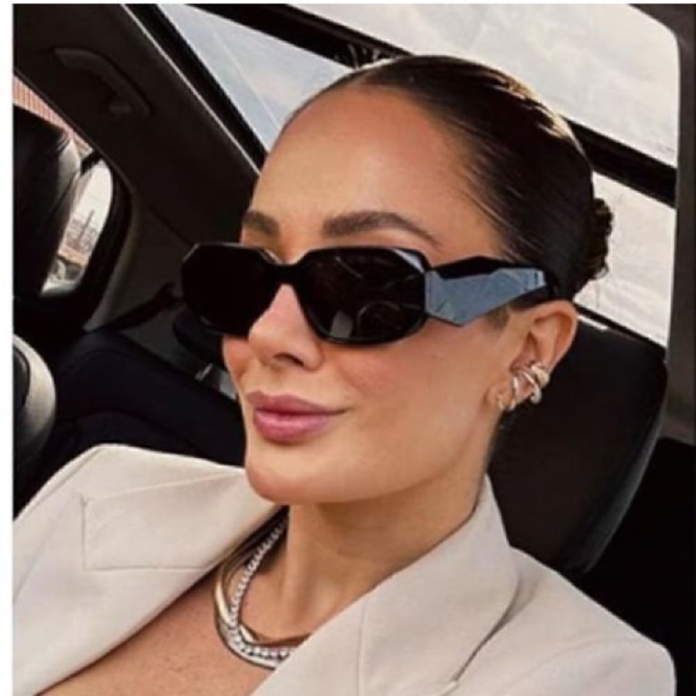 Trendy rectangle triangle Sunglasses caramel - Picture 2 of 7